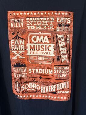 CMA Concert T-Shirt CMA Country Music Festival 2016 Size XL Nashville Blue